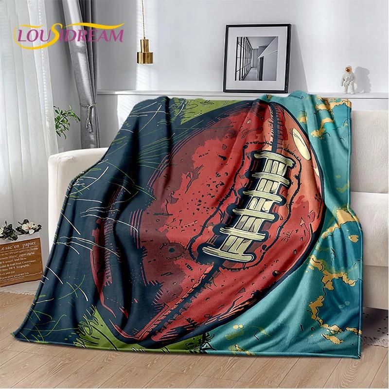 3D Rugby Field Rugby American Football Cartoon 2026 Soft Blanket,Soft Throw Blanket for Home Bedroom Bed Sofa Travel Cover Child