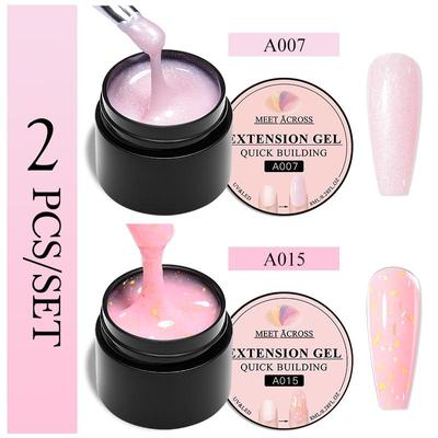 2Pcs Baby Boomer Extension Nail Gel Set UV Builder Ombre Nails Camouflage Quick Extension Gel Extended Nails Art Kits Manicure