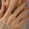 Golden Plated Cuban Link Open Adjustable Ring with Synthetic Zircon Heart for Women Trendy Statement Jewelry Gift