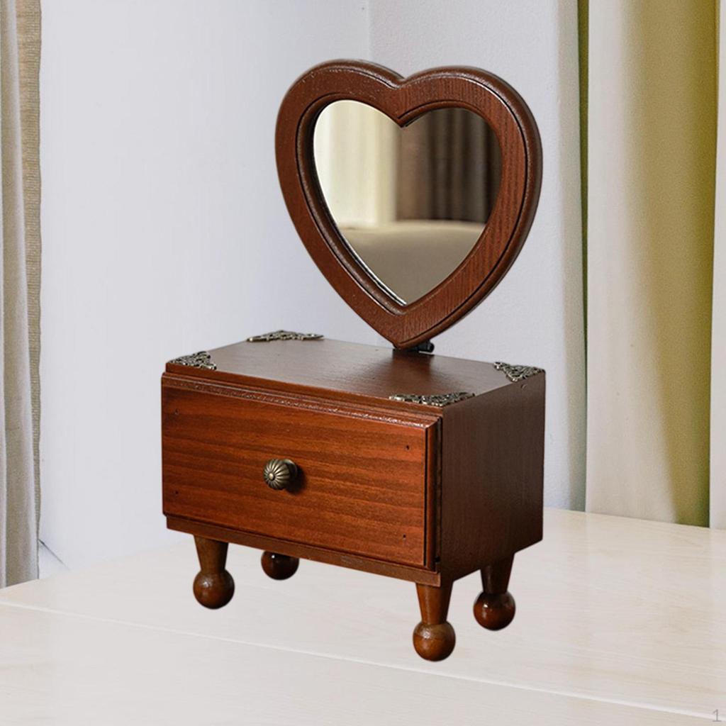 Tabletop Mirror Bathroom Shaving Countertop Wood Desk Makeup for Christmas