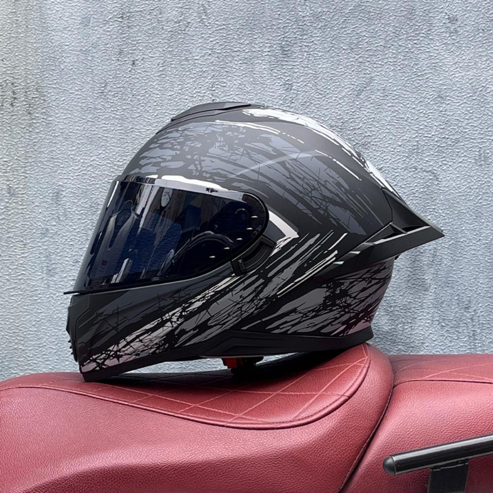 DOT Full Helmet Double Mirror Helmet Men's Four-season Universal Hard Hat Female Knight Locomotive Double Lens