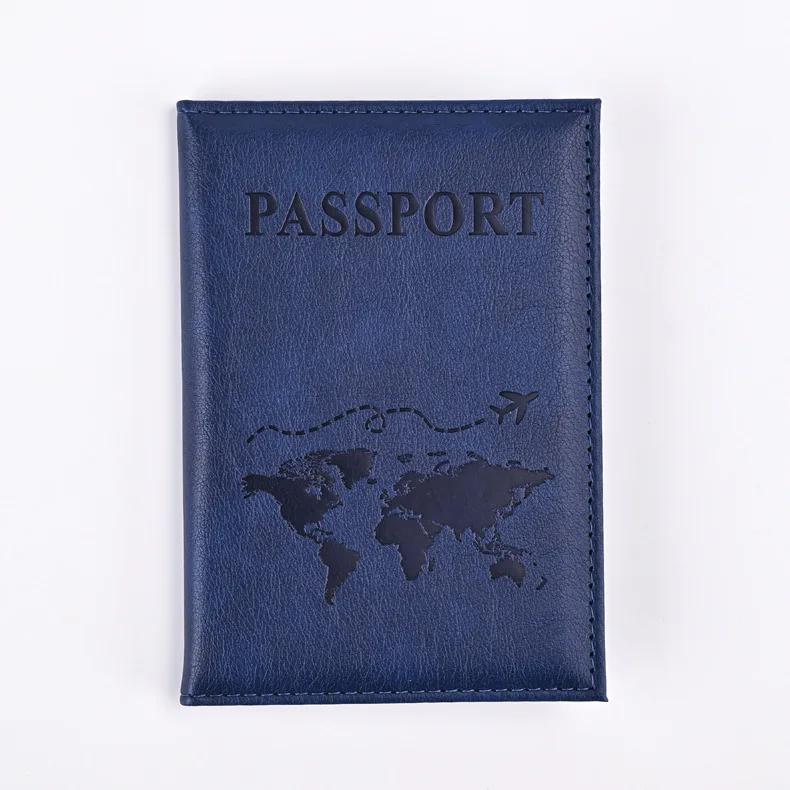Unisex Airplane Travel Passport Cover PU Leather World Map Case ID Card Holder Wallet