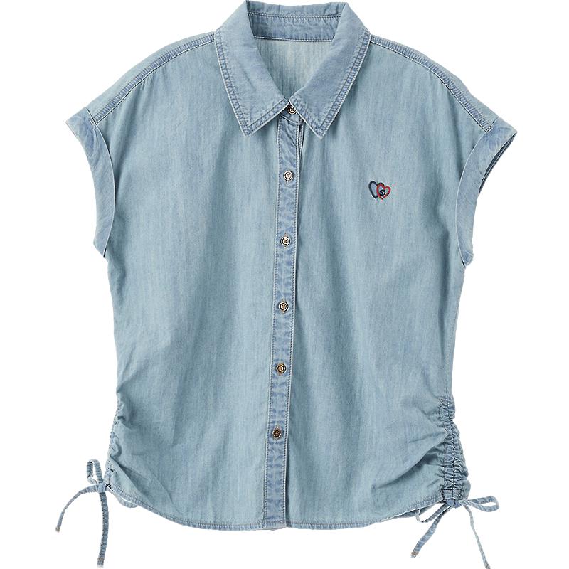 

Stylish Women s Drawstring Waist Short-Sleeve Shirt Jacket L