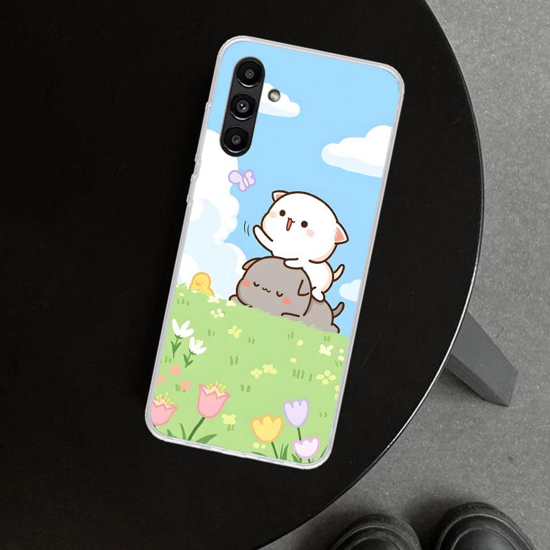 Cute Peach Goma Cat Phone Case Cover for Samsung Galaxy A17 A16 A26 A36 A56 A57 A37 A15 A25 A35 A55 A14 A24 A34 A54 A13 A23 A33