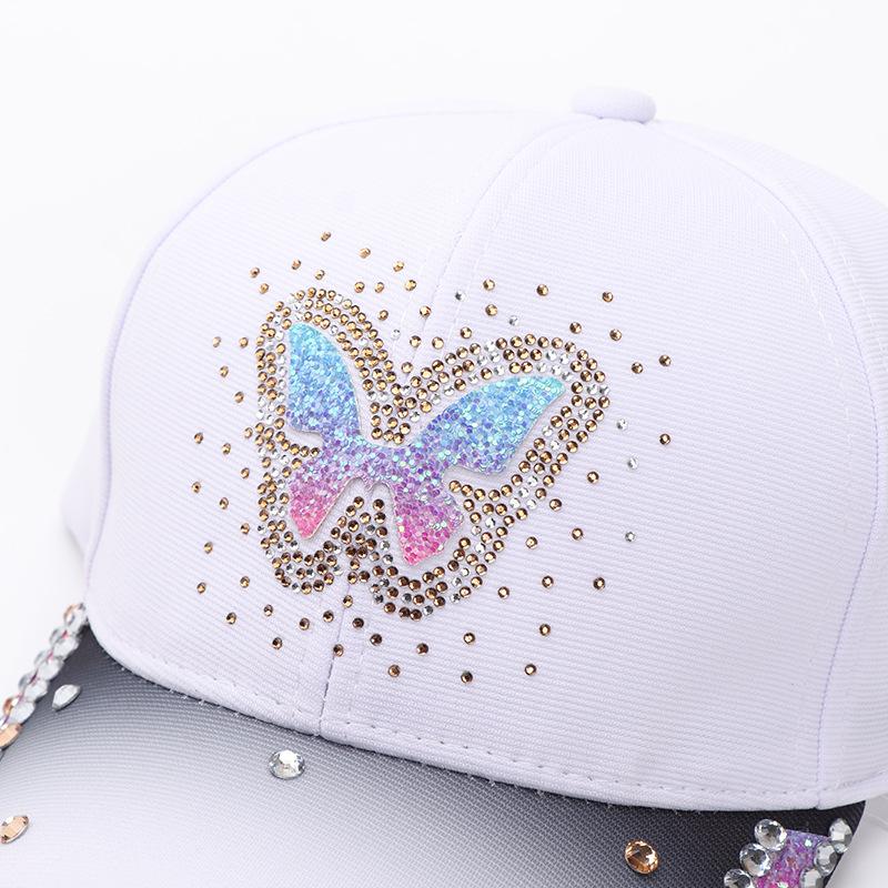 Xiyin strass fjäril hjärta basebollkeps dammode gradient anknäbbshatt