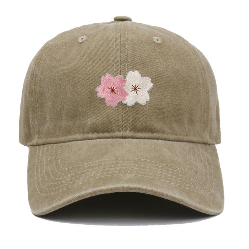 Flower Embroidery 100% Cotton Washed Cherry Blossom Cowboy Hat Summer Hat Luxury Man Hat Golf Designer Golf Women Men'S Dad Hats