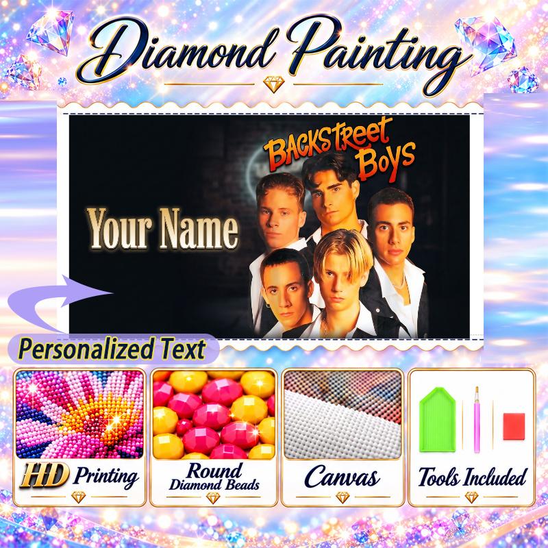 Backstreet Boys 5D DIY Diamond Painting Custom Name Text, Full Drill Rhinestone Mosaic Art Home Gift