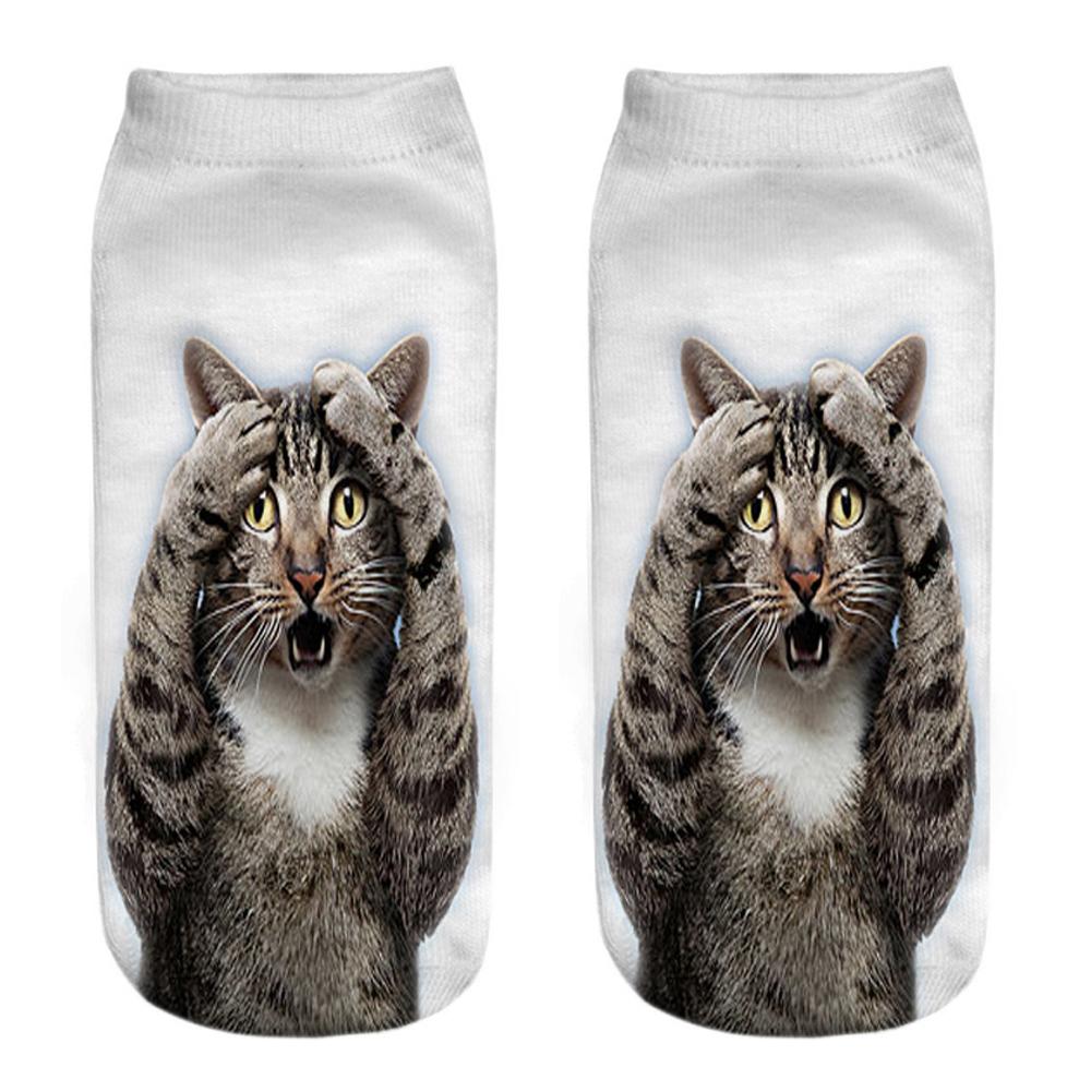 New  3D Print Funny Cute Cartoon Kitten Unisex Short Socks Creative Colorful Multiple Cat Happy Low Ankle Socks For Women