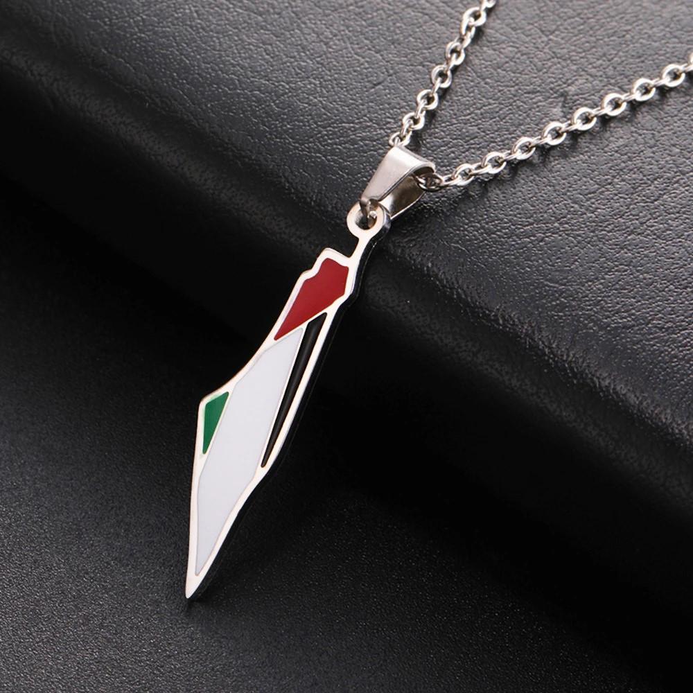 Mijn Vorm Palestina Kaart Vlag Hanger Ketting voor Vrouwen Mannen Rvs Kaart Geografie Ketting Choker Ketting Sieraden Groothandel