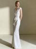 Haute Couture Satin V-Neck Cinched Waist Mermaid Dress