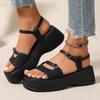 2025 Summer Women's Outdoor Open Toe Platform Sandals Buckle Strap Wedges Casual Daily Walking Shoes for Leisure Comfort