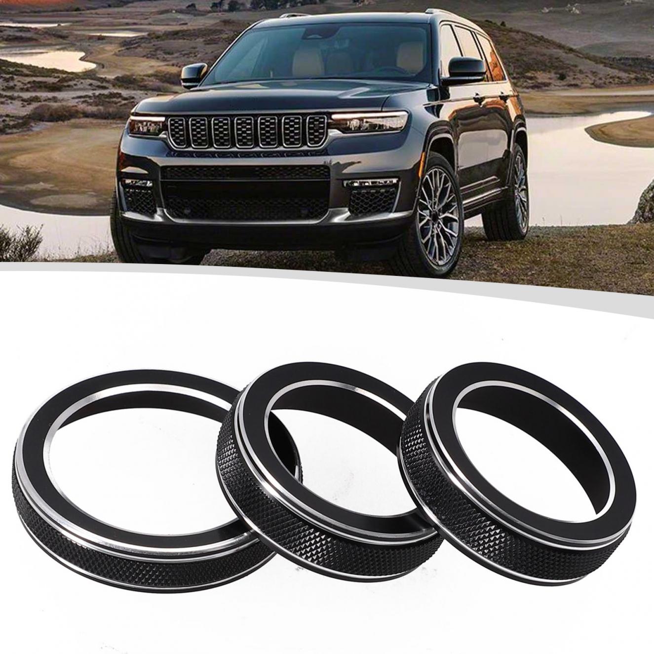

3pcs Knob Ring Cover AC Radio Switch Trim Black For Jeep Grand