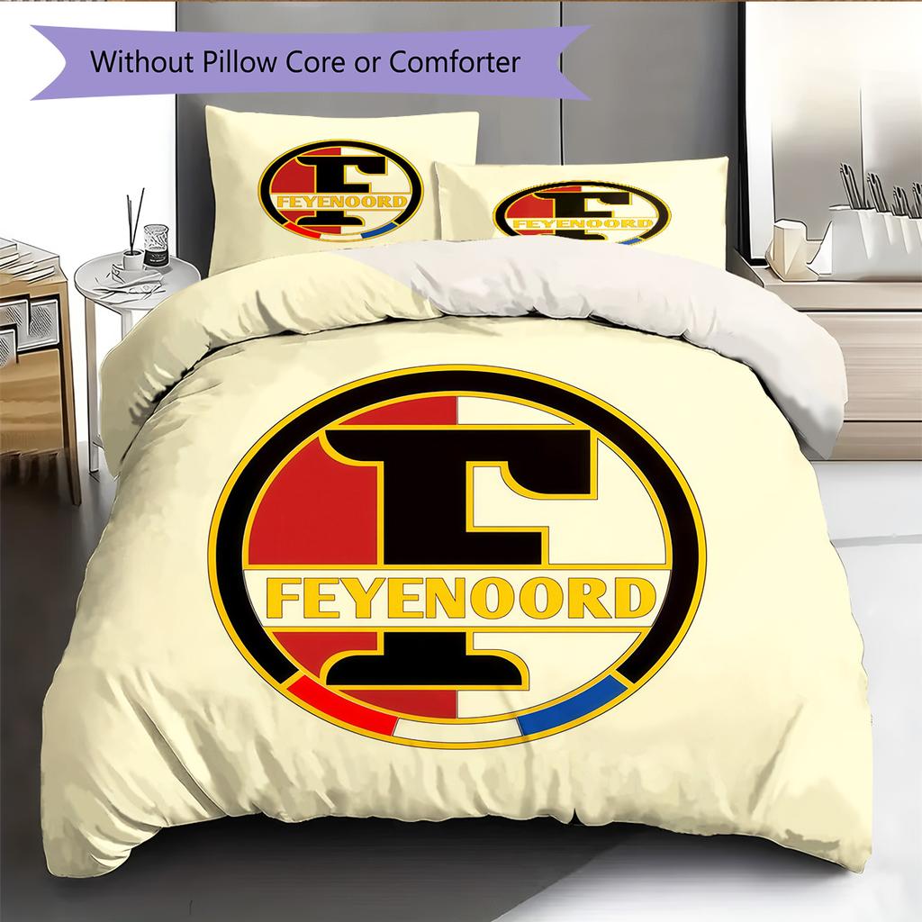 Juego de Colcha con Patrón Feyenoord Rotterdam Decoración del Hogar Regalo (1 funda nórdica + 2 fundas de almohada sin relleno.)