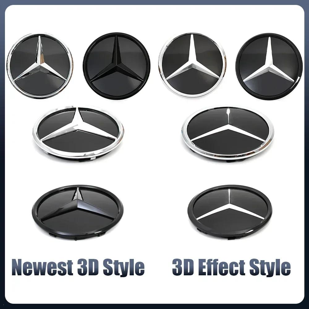 Autoaufkleber Für AMG Benz Chrom Silber Und Glänzend Schwarz Frontgrill Spiegel Emblem 3D Stil Stern Abzeichen Passend Für Mercedes Benz W24