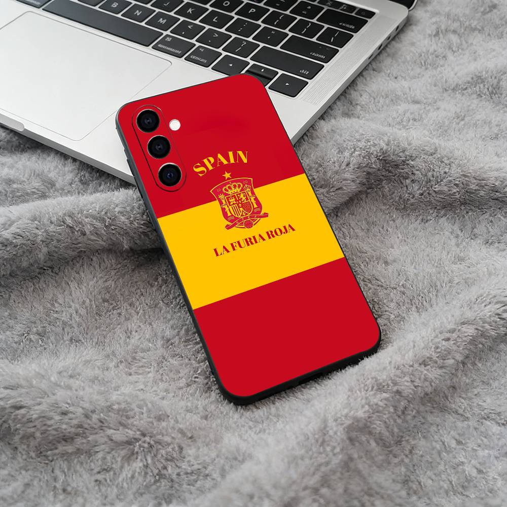 Spanish Flag Pattern Phone Case For Samsung Galaxy A73,A71 A72,A70,A53,A52,A51,Soft Silicone Black Cover