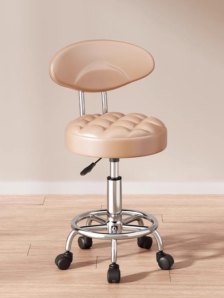 Modern Minimalist Beauty Stool, Adjustable Mobile Hairdressing Chair, Comfortable Cushioned Backrest Seat, Salon Barber Stool