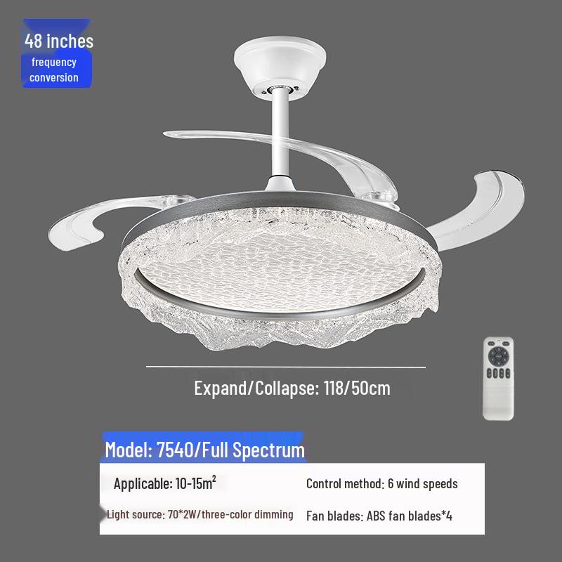 High-End Full Spectrum Ceiling Fan Light with Invisible Blades and All-Copper Motor for Restaurants and Homes