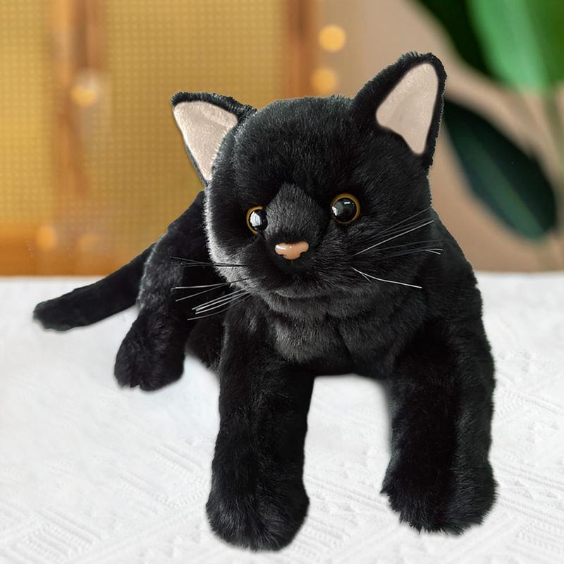 Schwarzes Katzen Plüschtier Stofftier Schwarzes Kätzchen Puppe Kissen Jungen Mädchen Weiche Spielzeuge Kinder Geburtstagsgeschenke Niedliches Plüschtier
