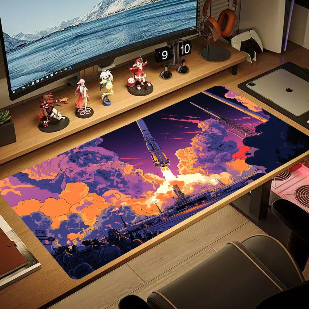 Anime Space Shuttle Mouse Pad XL Computer Accessories Office Game Table Mats Rubber Anti-slip Gaming Keyboard Mousepad Desk Pads 30cmx60cm(11.8x23.6inch) gray