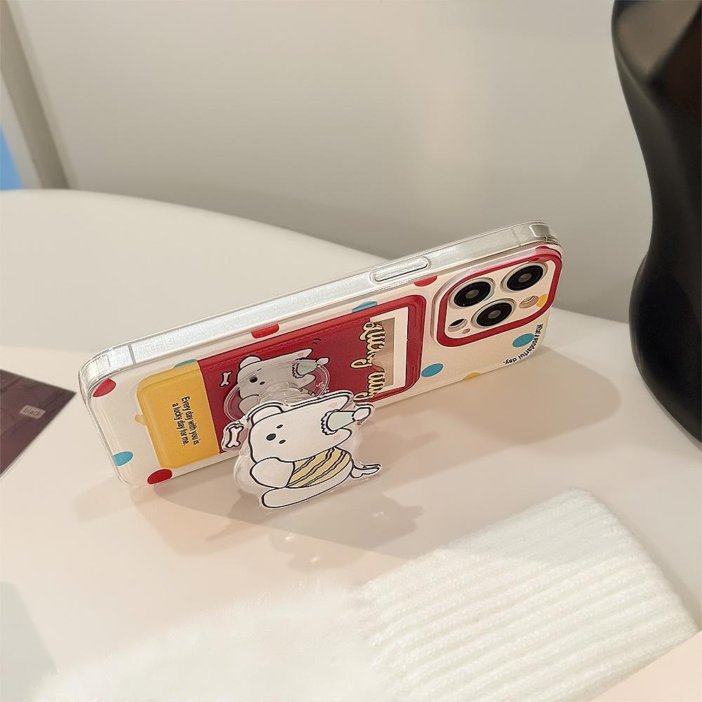 Cute Polka Dot Dog Card Bag for Apple 15promax Phone Case for IPhone 17 for 11 Stand 16 Drawstring 12