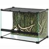 Reptile Glass Terrarium with Stone Background, Front Ventilation, Escape-Proof Knob Lock, 50 x 30 x 35 cm, Black
