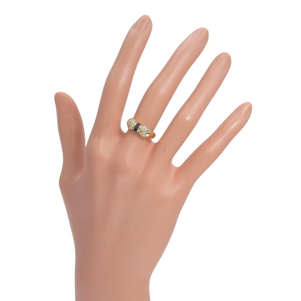 Ring K18 yellow gold/sapphire/diamond #5.1(US Size) 3.5g Women Used