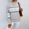Women S Half High Neck Snowflake Pullover Knit Sweater