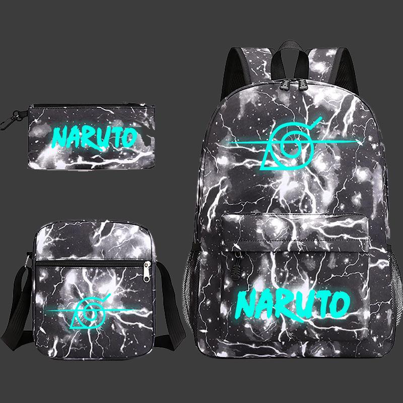 Large Capacity Schoolbag with Shoulder Strap; Student Three-piece Pencil Case Set