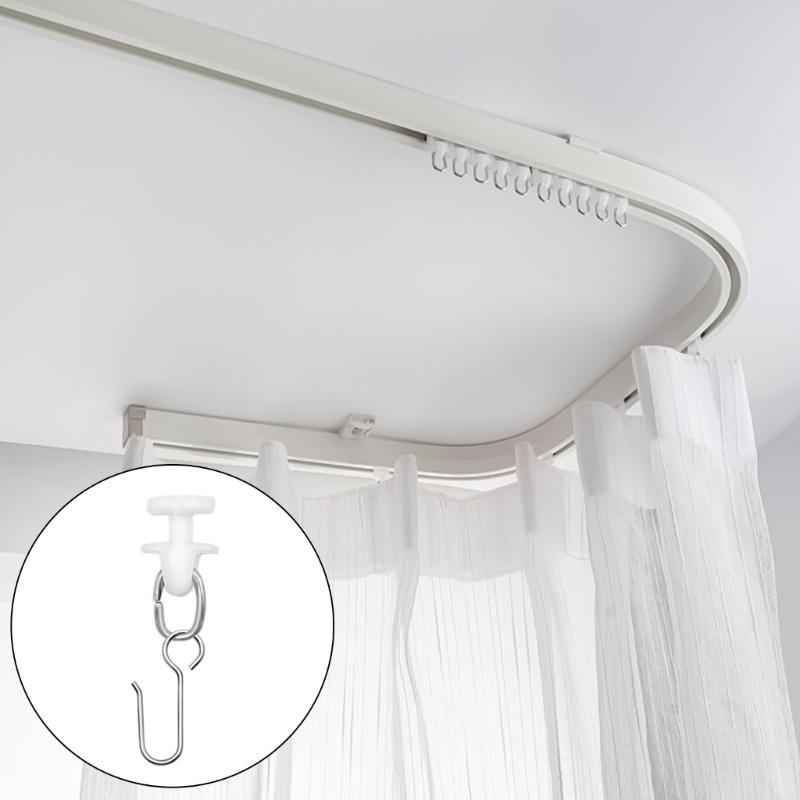 120 STÜCKE Deckenmontierte Vorhangschienenrolle Weiß Leichtgängige Gleiter Haken für Zuhause und Büro