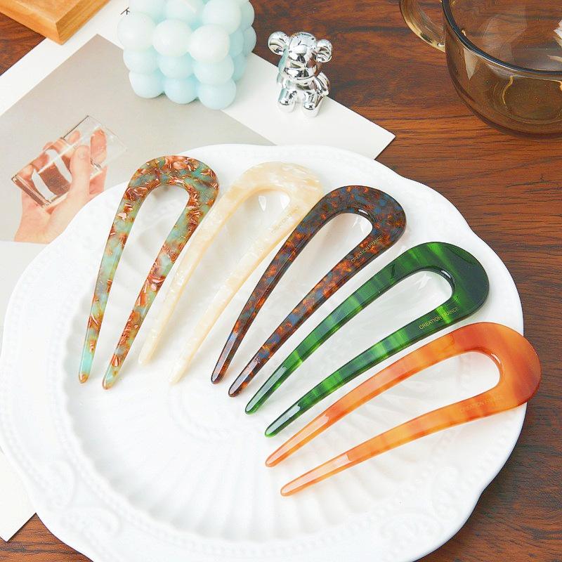 U-Shaped Hairpin Female High-End Sense Antique New Chinese Disc Hair Hairpin Headgear Simple Modern Daily Hairpin