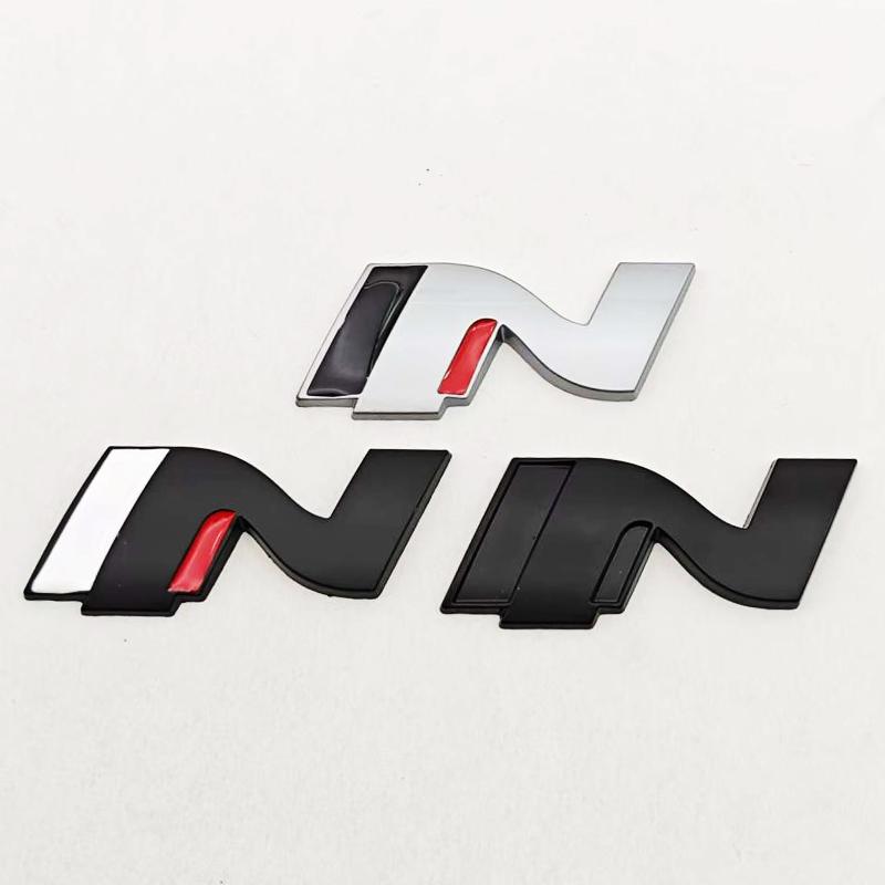 HWCB2 3D Metall Auto Styling N Logo Plakette Heckklappe Kofferraum Emblem Aufkleber Decal Für Hyundai i20 i30 Sonata Kona Elantra Tuson Zubehör