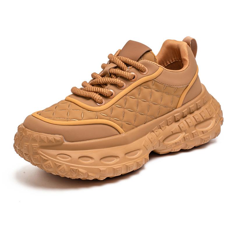 Dad Shoes Niche Autumn and Winter New Leather Thick-soled Heightening Shoes Retro Casual Sports Shoes