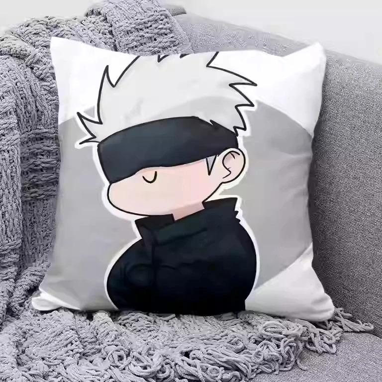 1Pc Anime Jujutsu Kaisen Pillow Cover, Polyester 2D Double-Sided Printed Cushion Case, Manga Character Throw Pillow, Home Decor,