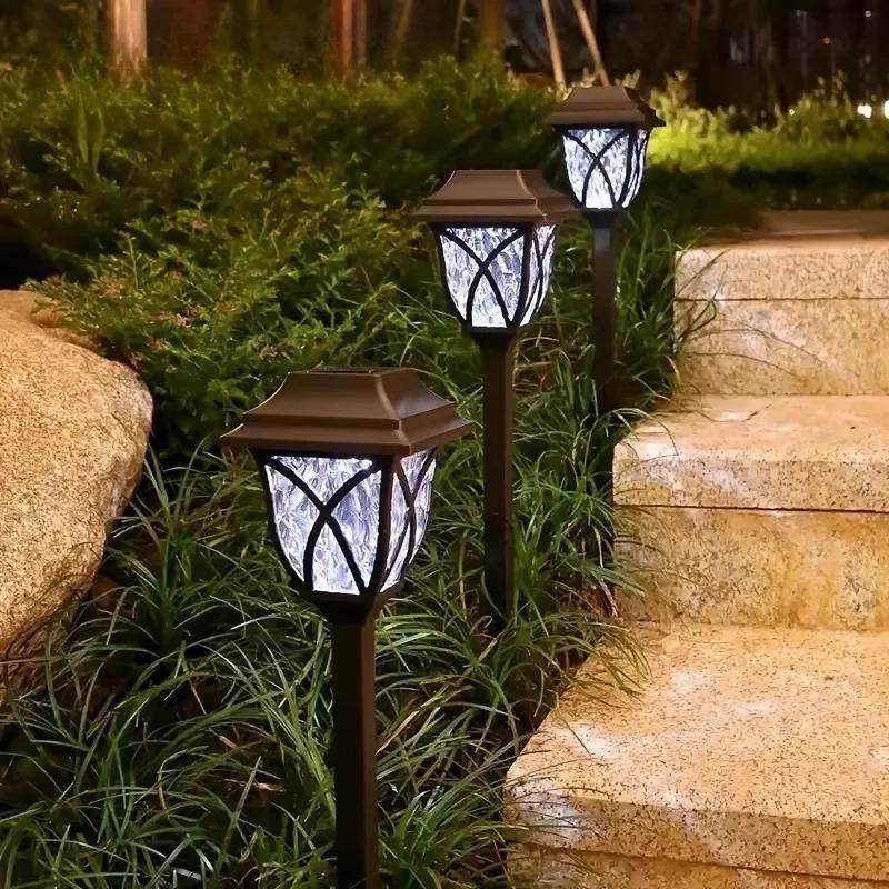 LED Solar Lawn Lights Outdoor Waterproof Garden Pathway Lamps Warm Light for Villa Courtyard Landscape Decoration  Garden Light