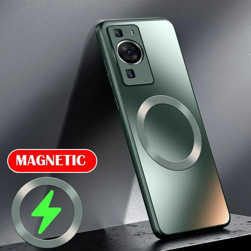 Funda Rígida de Silicona Mate AG para Huawei P60 P50 P40 P30 Pro P40pro Protectora Completa Esmerilada para Teléfono con Carga Inalámbrica Magnética