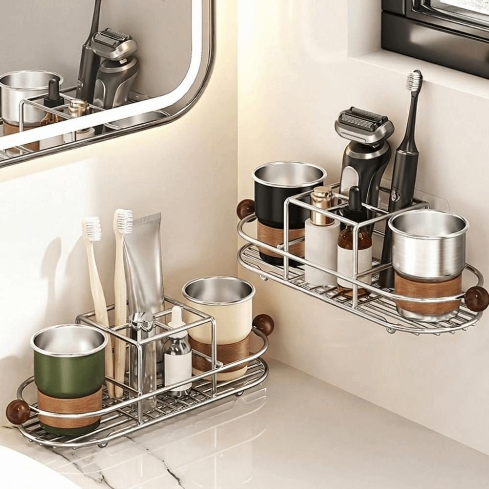 Quick Dry Toothpaste Rack Waterproof Cutlery Storage Rack Durable Mouthwash Cup Rack for Bathroom