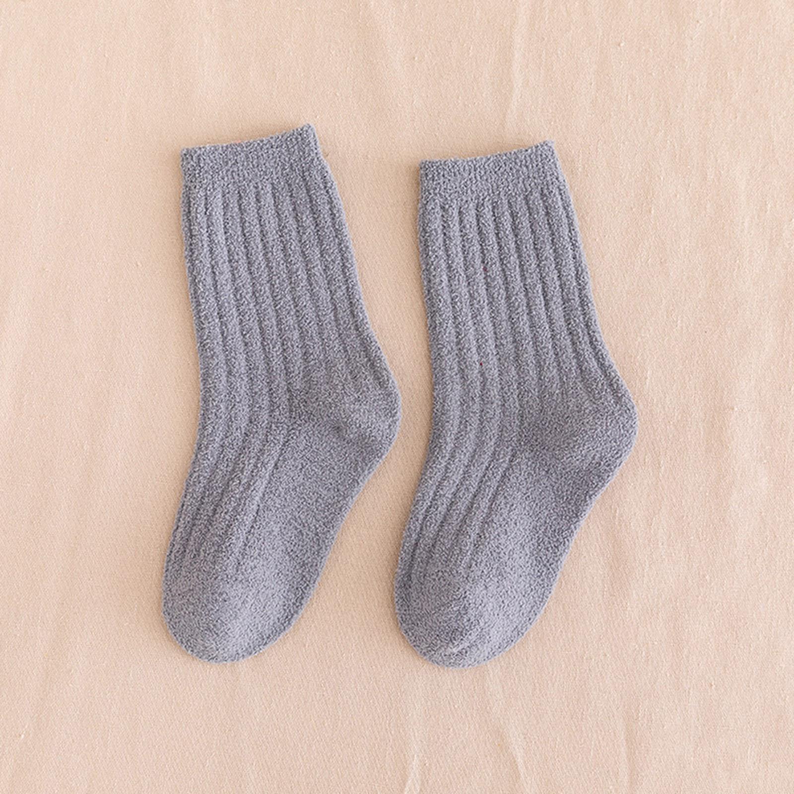 Children s Mid-Calf Socks 1T-8T Solid Color Ribbed Texture Floor Socks Warm Soft Comfortable Fit Suitable for Daily Wear M