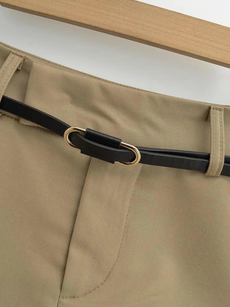 Retro Spicy Girl Belted Skirt Pants - Anti-Exposure A-line Mini for Women