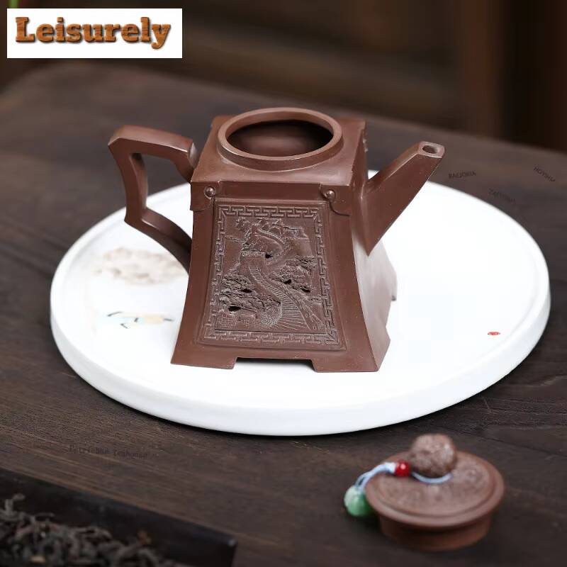 111ml Ancient Yixing Purple Clay Teapots Handmade Dragon Pot Raw Ore Mud Tea Maker Kettle With Infuser Zisha Tea Set Ornaments