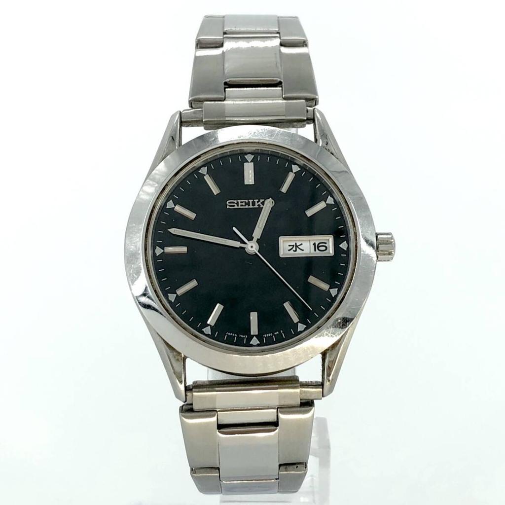SEIKO Spirit SCDC085 Quartz 2006 Black Aftermarket 7N43-9080 Men's Watch, dial, Day-Date, bracelet