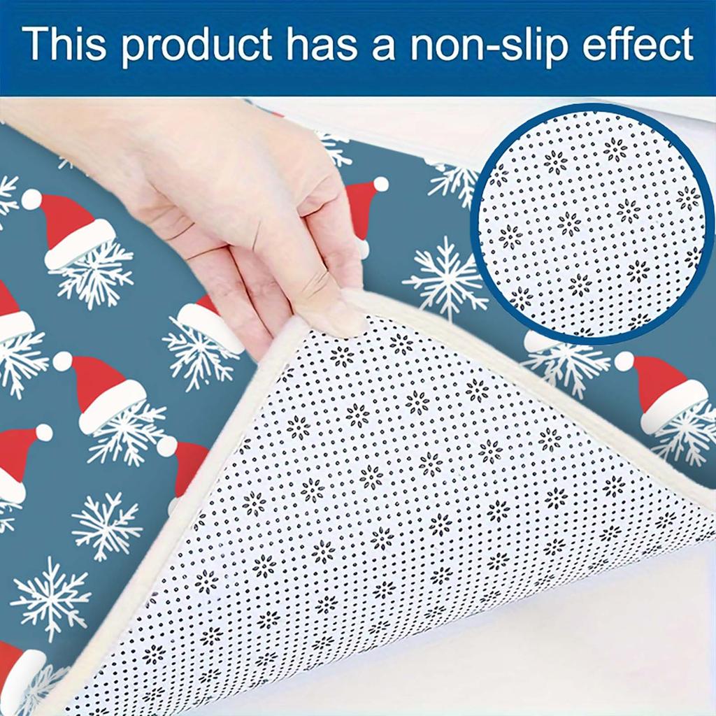 Christmas Kitchen Anti-slip Mat Carpet Flannel Doormat