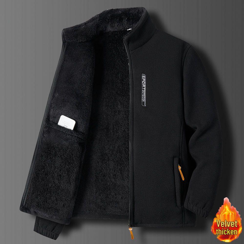 Men's Double-Sided Fleece Windbreaker Hoodie for Autumn/Winter