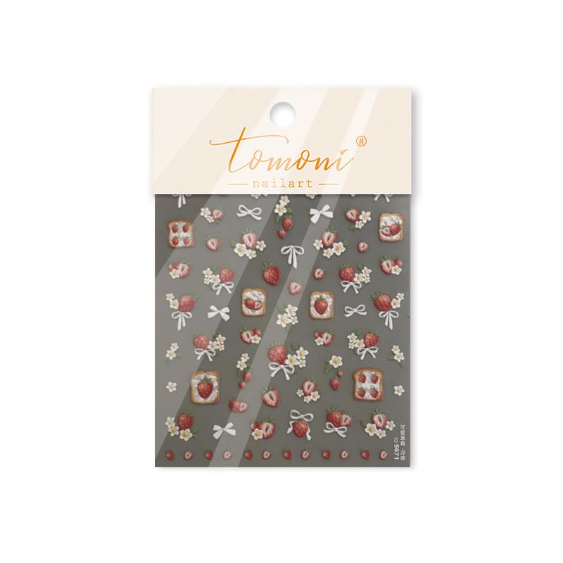 Tomoni Spring Glitter Nail Stickers: European & American Strawberry Flower Nail Art Decals