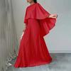 Women's Pleated Flowy Maxi Dress Split Cape Sleeve Formal Wedding Guest Dress Cocktail Evening Party Long Dress