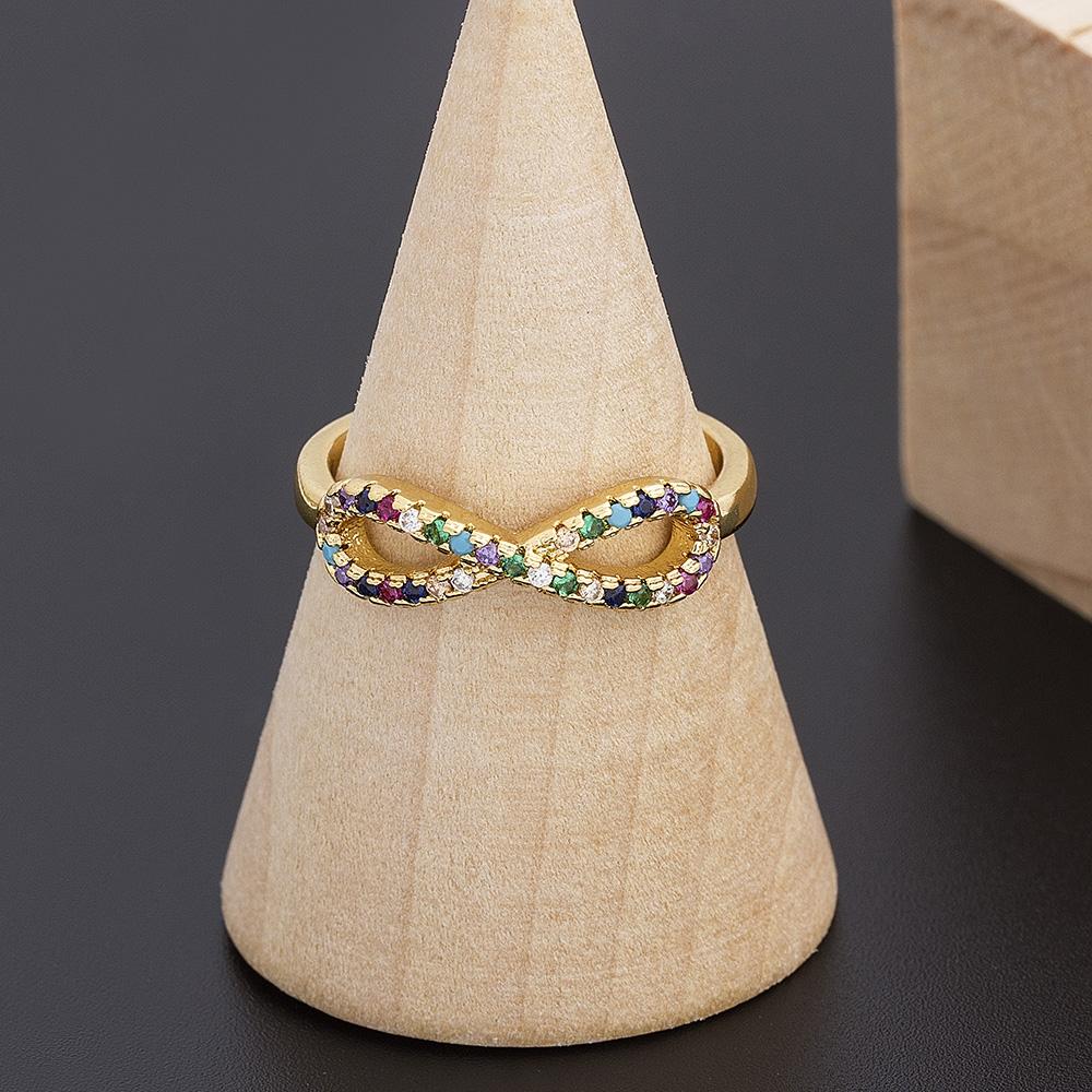 Nidin New Arrival 12 Styles Rainbow Crystal Rings for Women Adjustable AAA Cubic Zirconia Opening Geometric Ring Jewelry Gifts