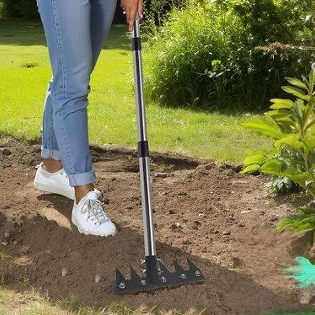 Heavy Duty Iron Ing Rake with Handle Garden Rake Tool for Removing S Loosening Soil Cleaning Flow Beds