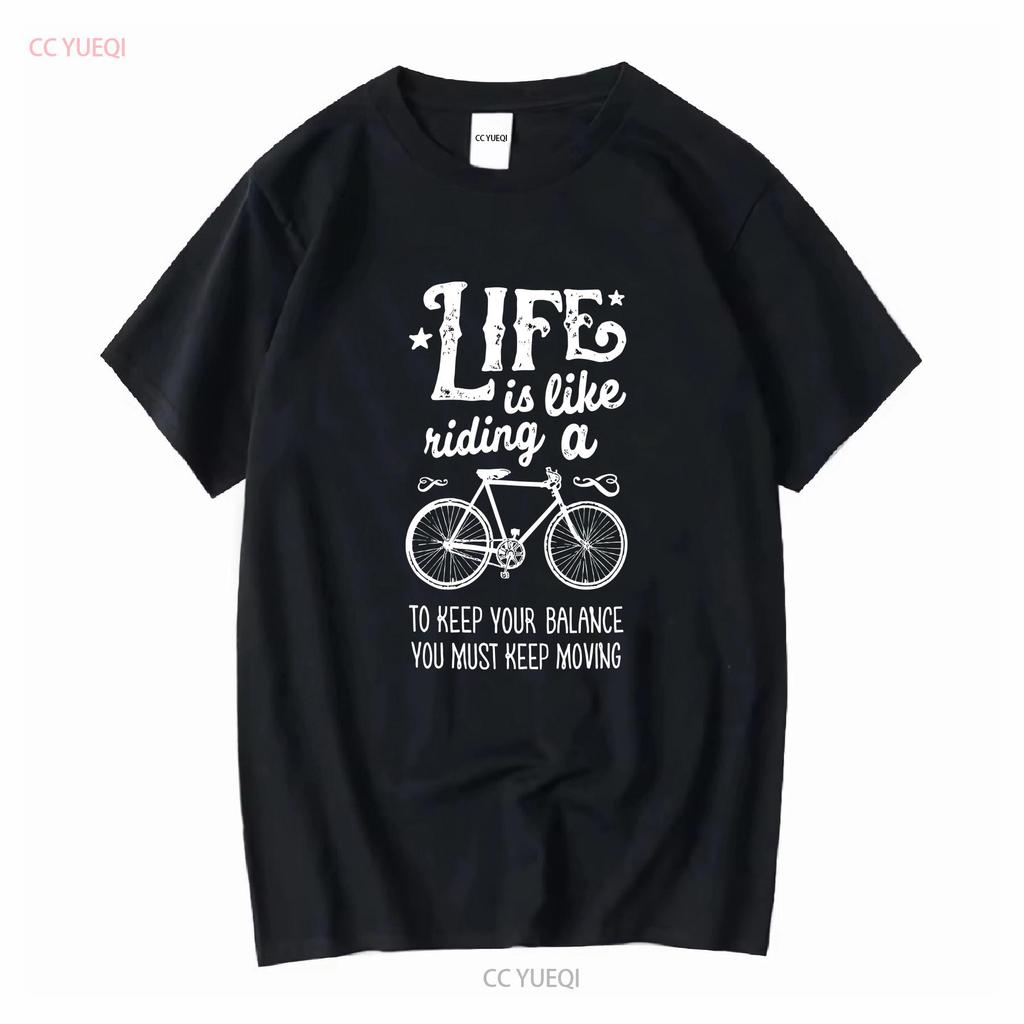 ŽIVOT JE JAKO JÍZDA NA KOLE Tričko s dlouhým nebo krátkým rukávem Vintage Vyprané Stylové Pružné Univerzální Pohodlné Unisex Měkké