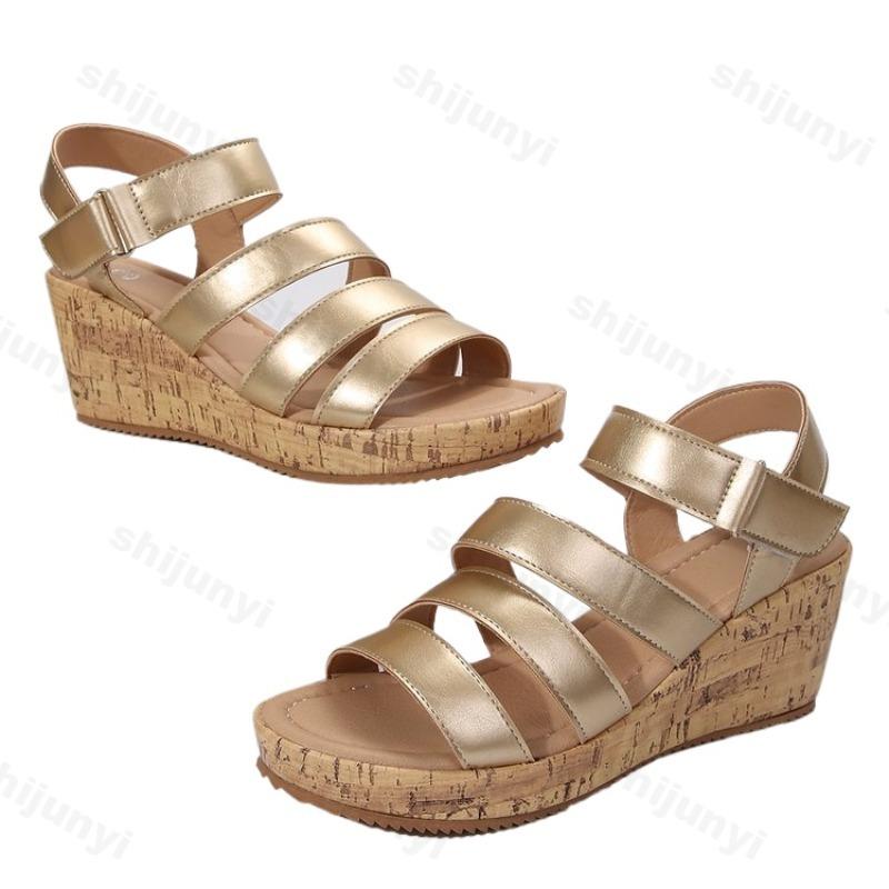 Mode Damen Sandalen 2025 Neue Plateau Sommer Peep Toe Römische Keilsandalen Damen Große Größe Freizeit Sportschuhe Sandalias De Mujer