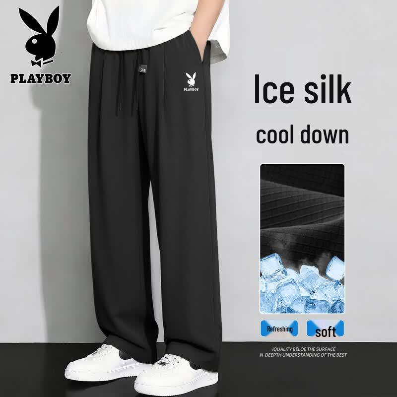 PLAYBOY Men s 2026 Ice Silk Loose Fit Casual Sports Pants M