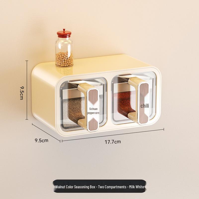 Wall-Mounted Moisture-Proof Kitchen Seasoning Storage Box and Rack
